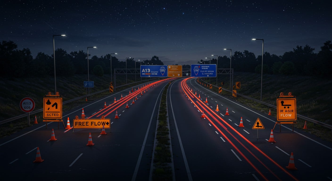 Travaux sur l’A13 : bretelles fermées, flux libre en vue. Découvrez l’impact sur vos trajets en Yvelines et ce qui change d’ici 2026 !