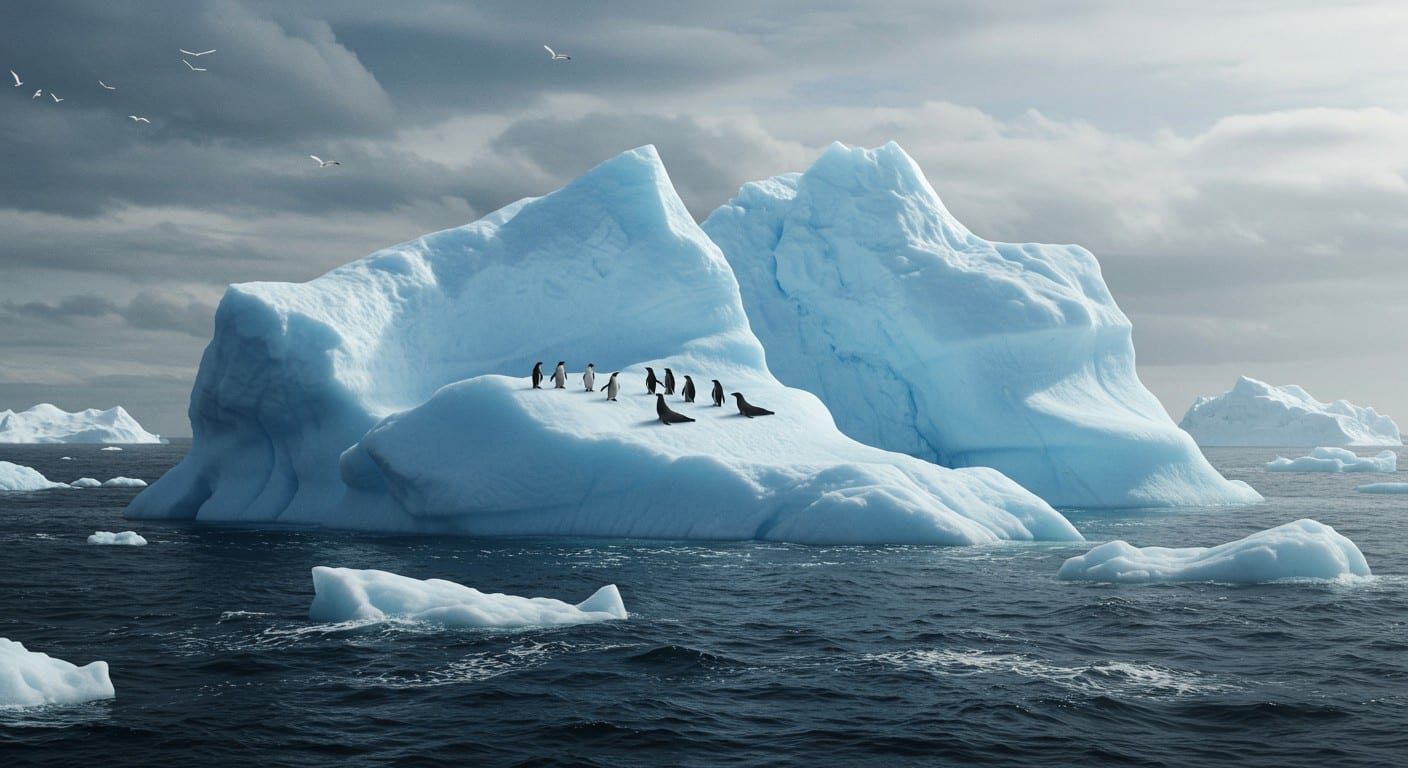 L’iceberg A23a, géant des mers, fond rapidement dans l’océan Austral. Découvrez son incroyable périple et son impact écologique imminent.