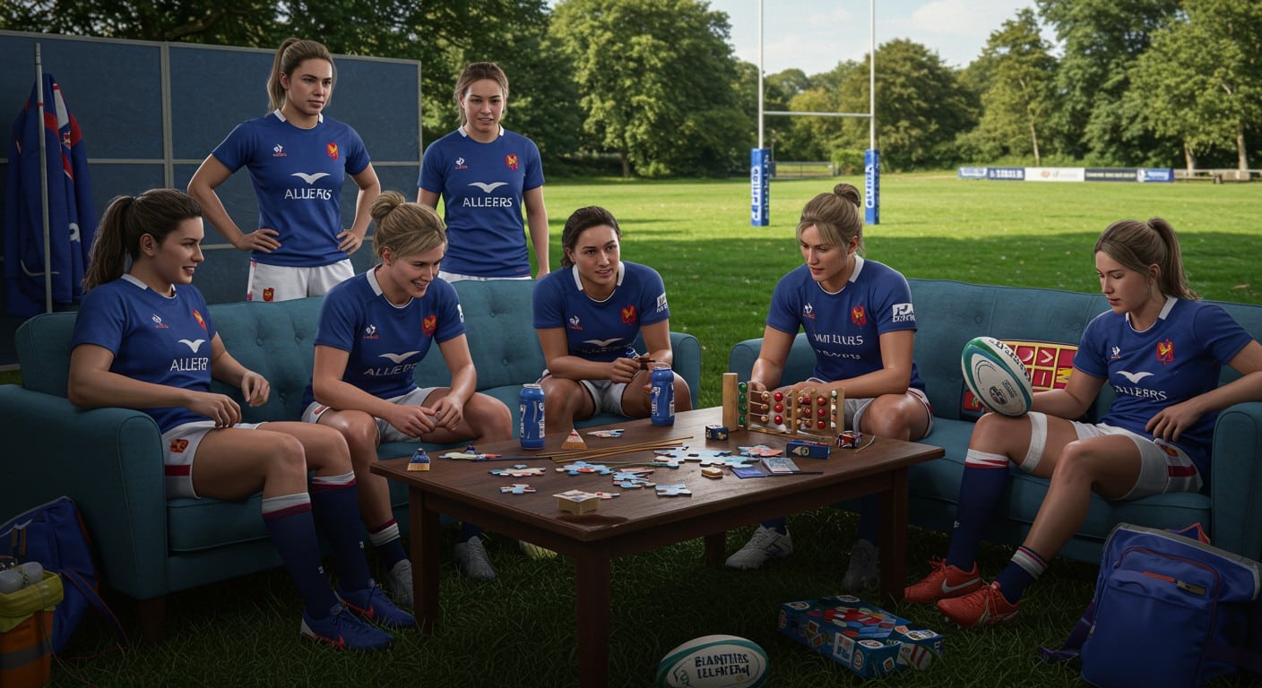 Comment les Bleues gèrent-elles l'attente au Mondial de rugby en Angleterre ? Découvrez leurs activités, de l'atelier puzzle aux bracelets brésiliens.