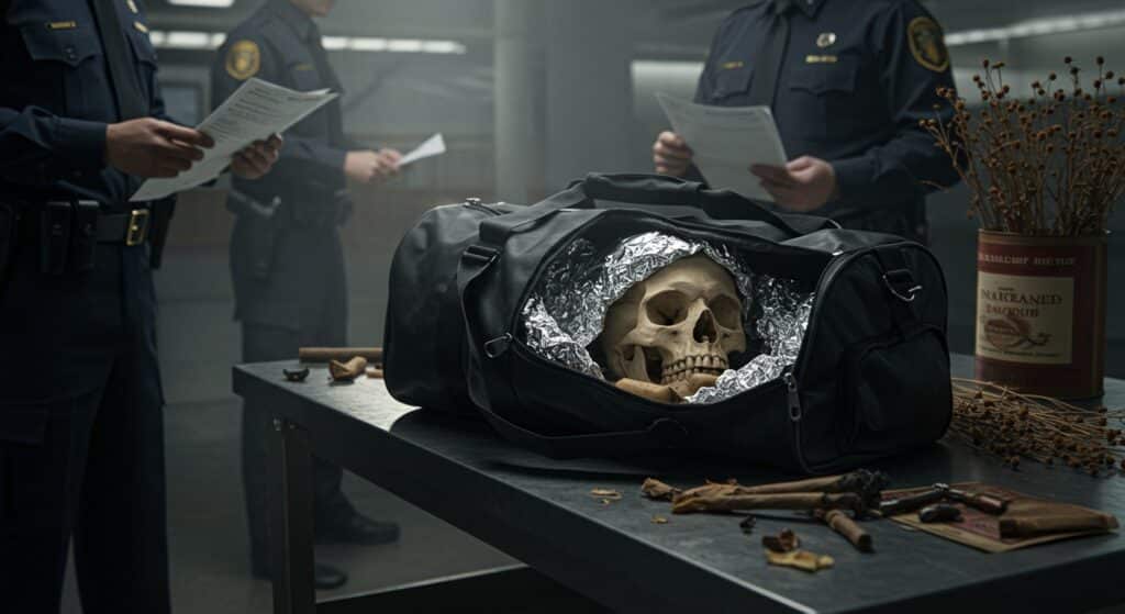 Crâne Humain dans une Valise : Scandale à l’Aéroport