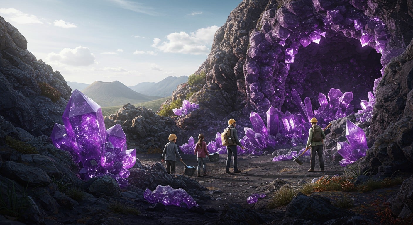 Visitez le plus grand gisement d’améthystes d’Europe en Auvergne ! Une aventure unique mêlant géologie, passion et découvertes. Cliquez pour en savoir plus !