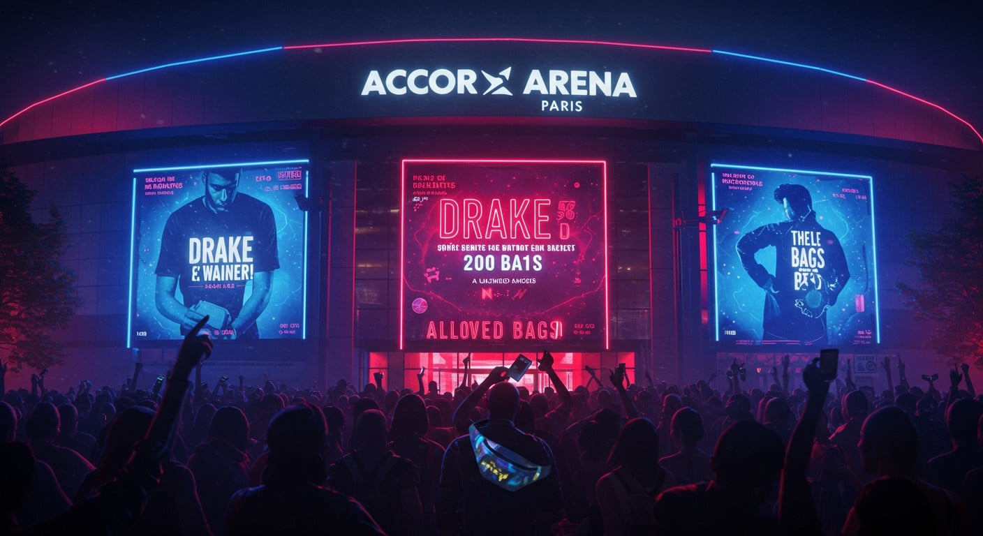 Drake en concert à Paris : les sacs jusqu’à 10L sont autorisés à l’Accor Arena. Découvrez pourquoi cette décision fait débat et ce qu’elle change pour les fans !