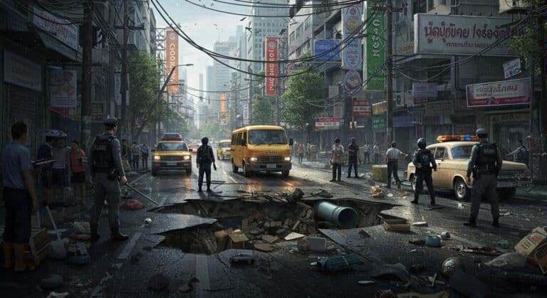 Effondrement à Bangkok : Un Trou Géant Perturbe la Ville