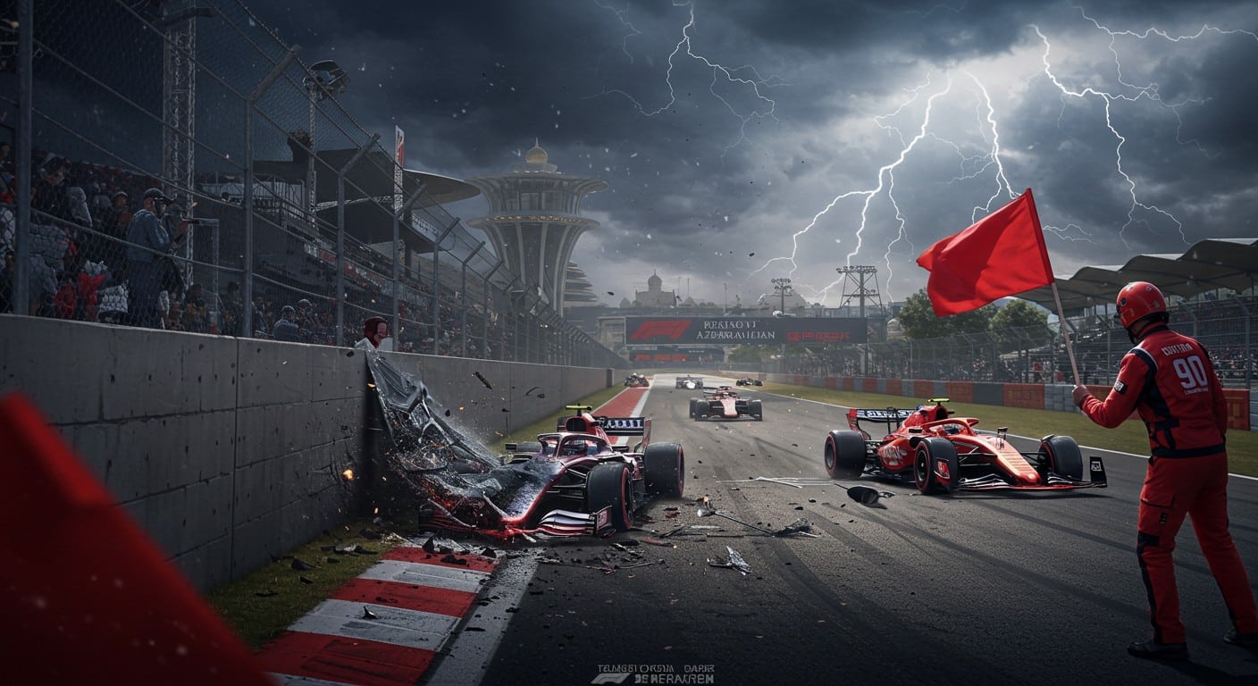 Le GP d’Azerbaïdjan 2025 marqué par des crashes spectaculaires et quatre drapeaux rouges en qualifications. Découvrez les détails de ce chaos !
