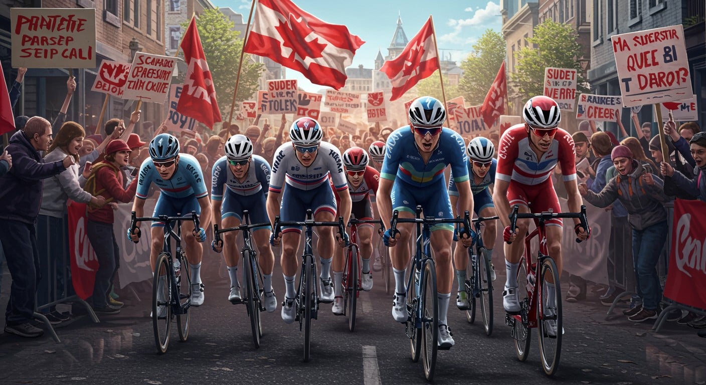 Tadej Pogacar et les coureurs craignent des perturbations aux GP de Québec et Montréal. Comment le cyclisme gère-t-il sport et politique ? Découvrez les enjeux.