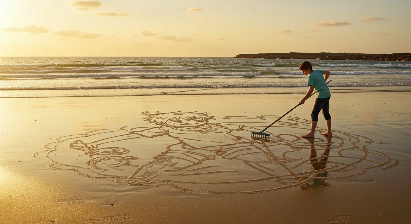 Découvrez Ilhan, prodige de 13 ans, qui transforme les plages de Charente-Maritime en toiles éphémères avec son beach art. Un talent à suivre !