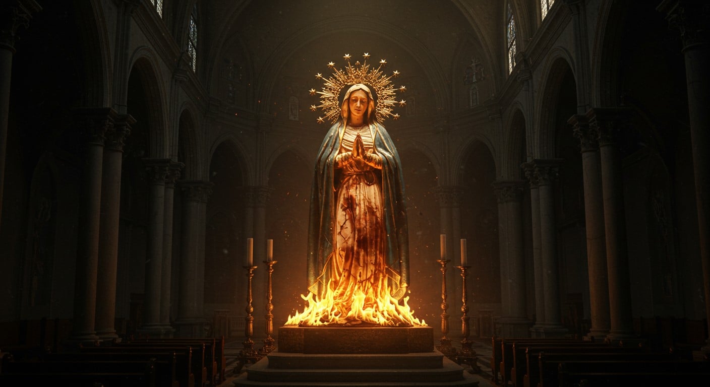 Une statue de la Vierge Marie incendiée à Guingamp lors d'une messe. Enquête ouverte pour identifier les auteurs. Découvrez les détails de cet acte choquant.