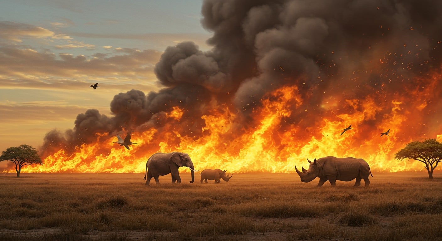 Les incendies ravagent le parc d’Etosha, menaçant éléphants et rhinocéros. L’armée intervient. Découvrez l’ampleur de la crise et ses enjeux écologiques.