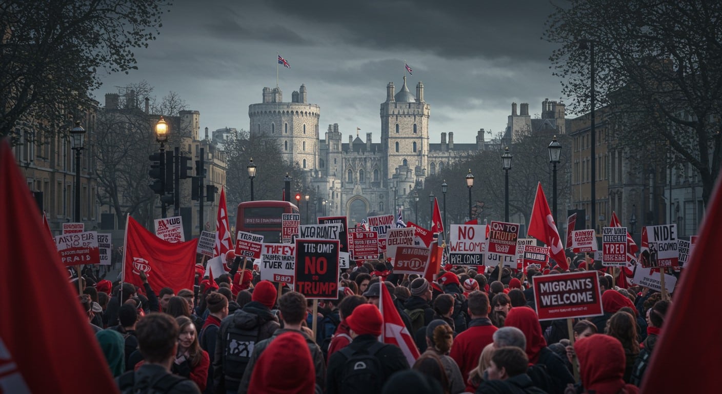 Londres proteste contre la visite de Trump. Découvrez les raisons de la colère et l'accueil royal controversé dans cet article captivant !