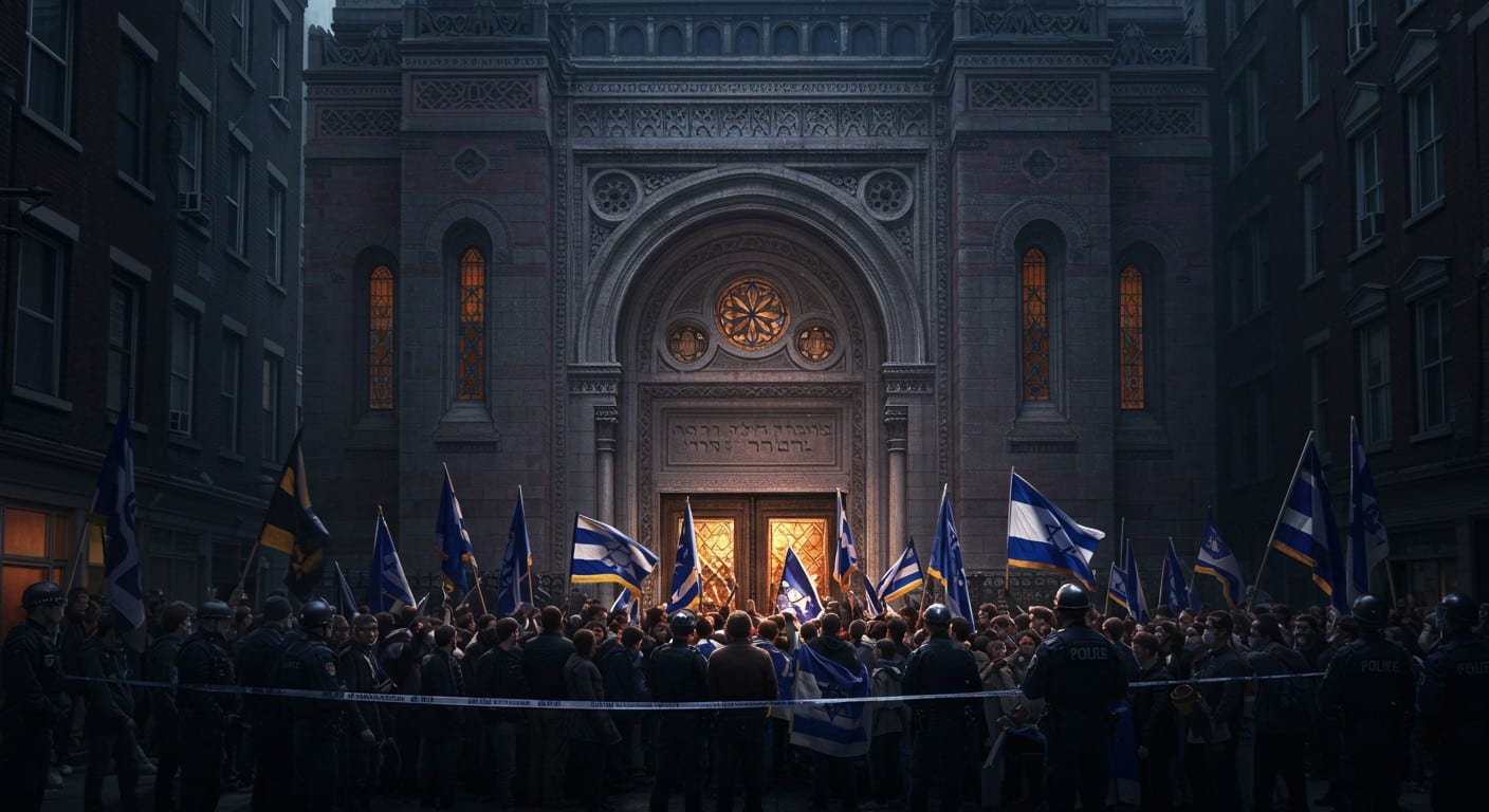 Des militants pro-palestiniens tentent de forcer l’entrée d’une synagogue à Nice, bousculant une femme enceinte. Trois interpellations. Que s’est-il passé ?