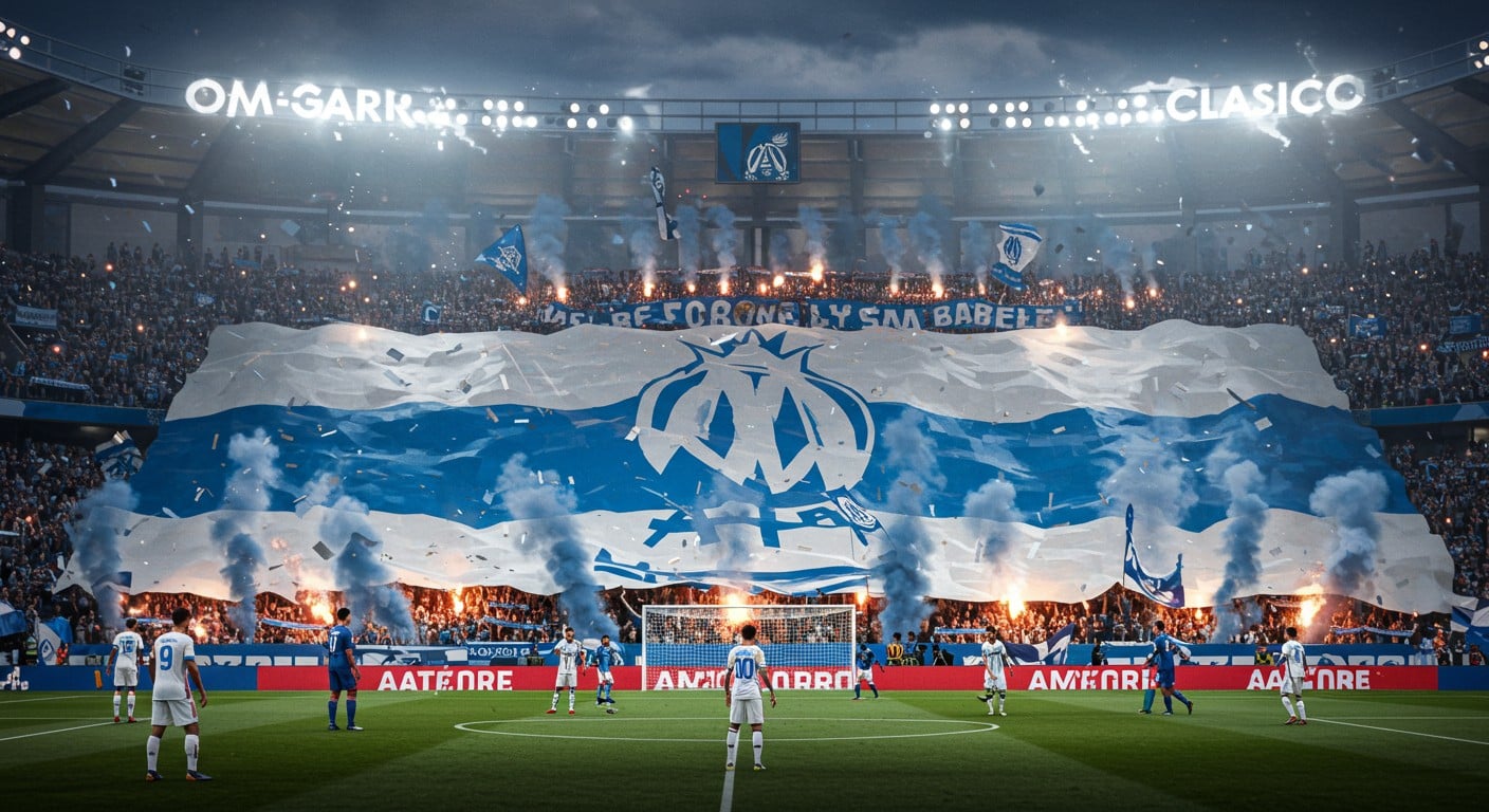 Marseille s’impose 1-0 face au PSG dans un Vélodrome en feu. Tifo géant, tensions et expulsion : revivez un clasico mémorable !