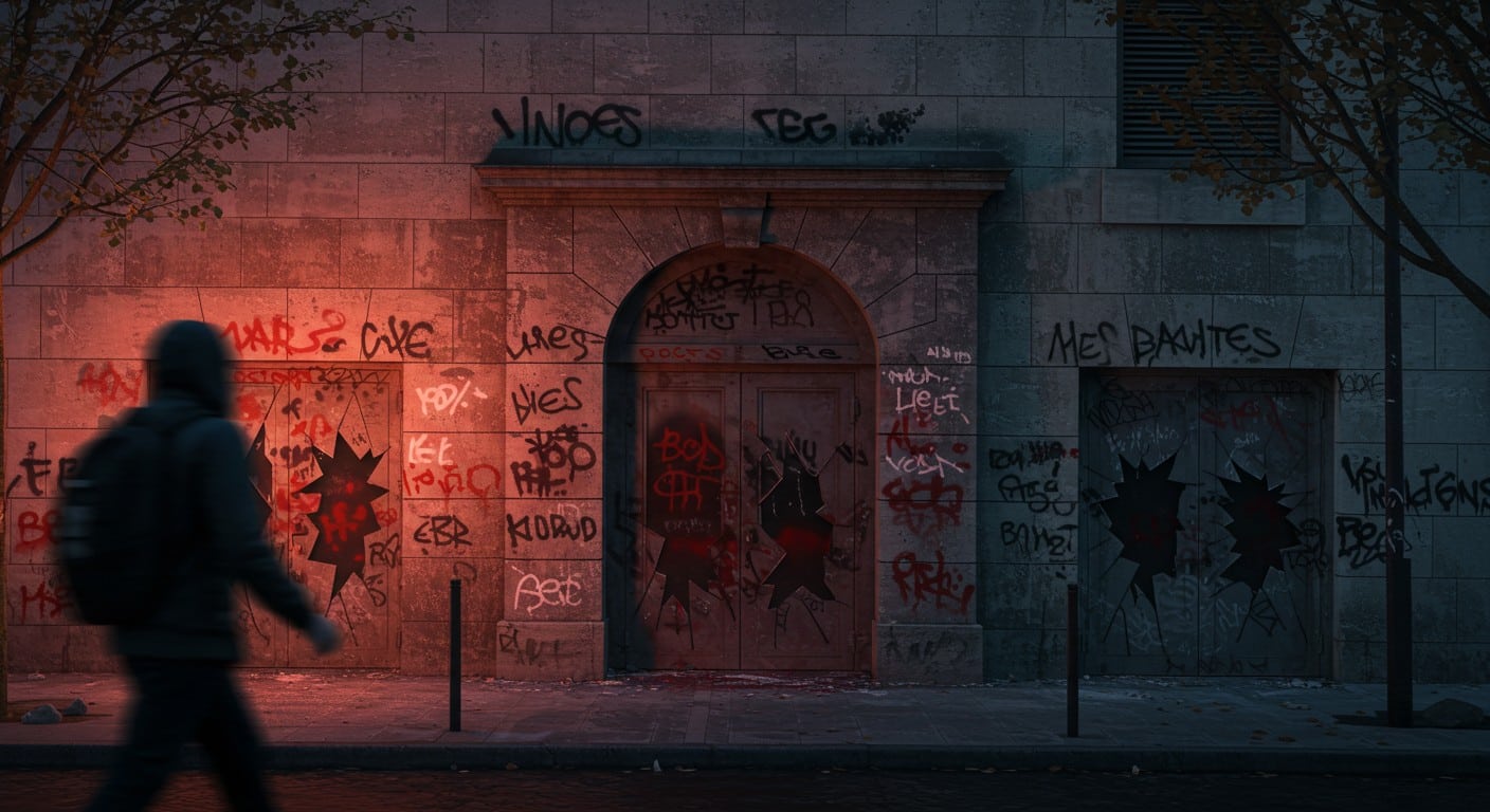 Les Arches Citoyennes à Paris, vandalisées par des tags racistes et néonazis. Une attaque ciblée contre un lieu solidaire. Enquête en cours.