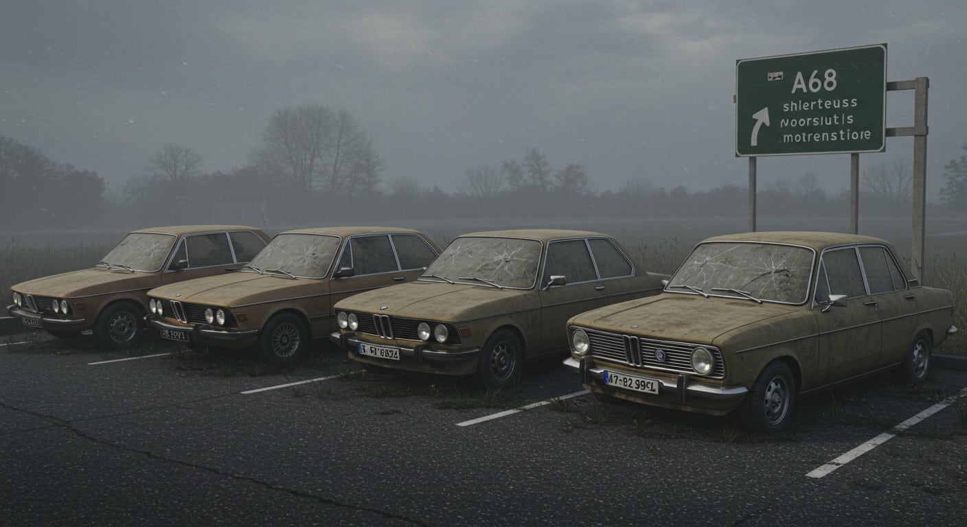 Quatre voitures de collection oubliées sur un parking du Tarn intriguent. À qui appartiennent-elles ? Une enquête est en cours. Découvrez ce mystère automobile !