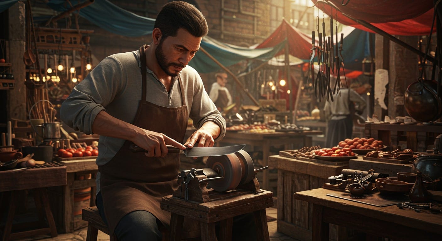 Ancien cuisinier, un artisan se réinvente en affûteur-rémouleur, redonnant vie aux lames tout en prônant la durabilité. Découvrez son parcours inspirant.