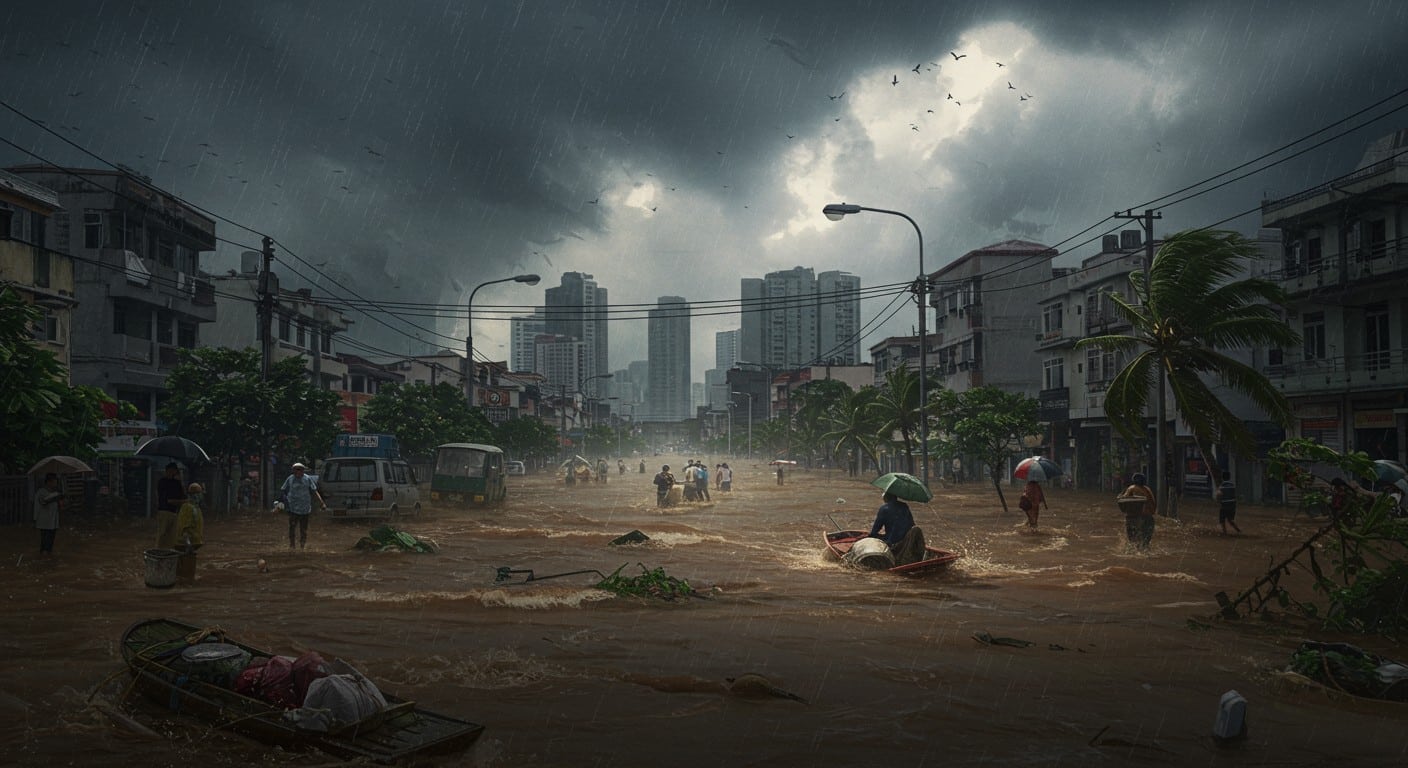 Le typhon Ragasa frappe Taïwan, causant 14 morts après une rupture de digue. Hong Kong en alerte maximale. Découvrez l’impact de cette catastrophe naturelle.