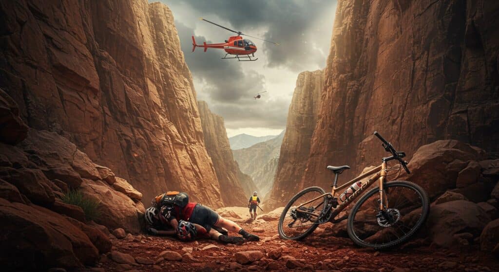 Un Cycliste Survives une Chute Dramatique dans un Canyon