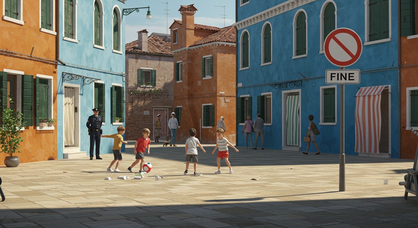 À Venise, une amende pour des enfants jouant au foot à Murano suscite la polémique. La loi va-t-elle évoluer ? Découvrez les détails d’une affaire qui divise.