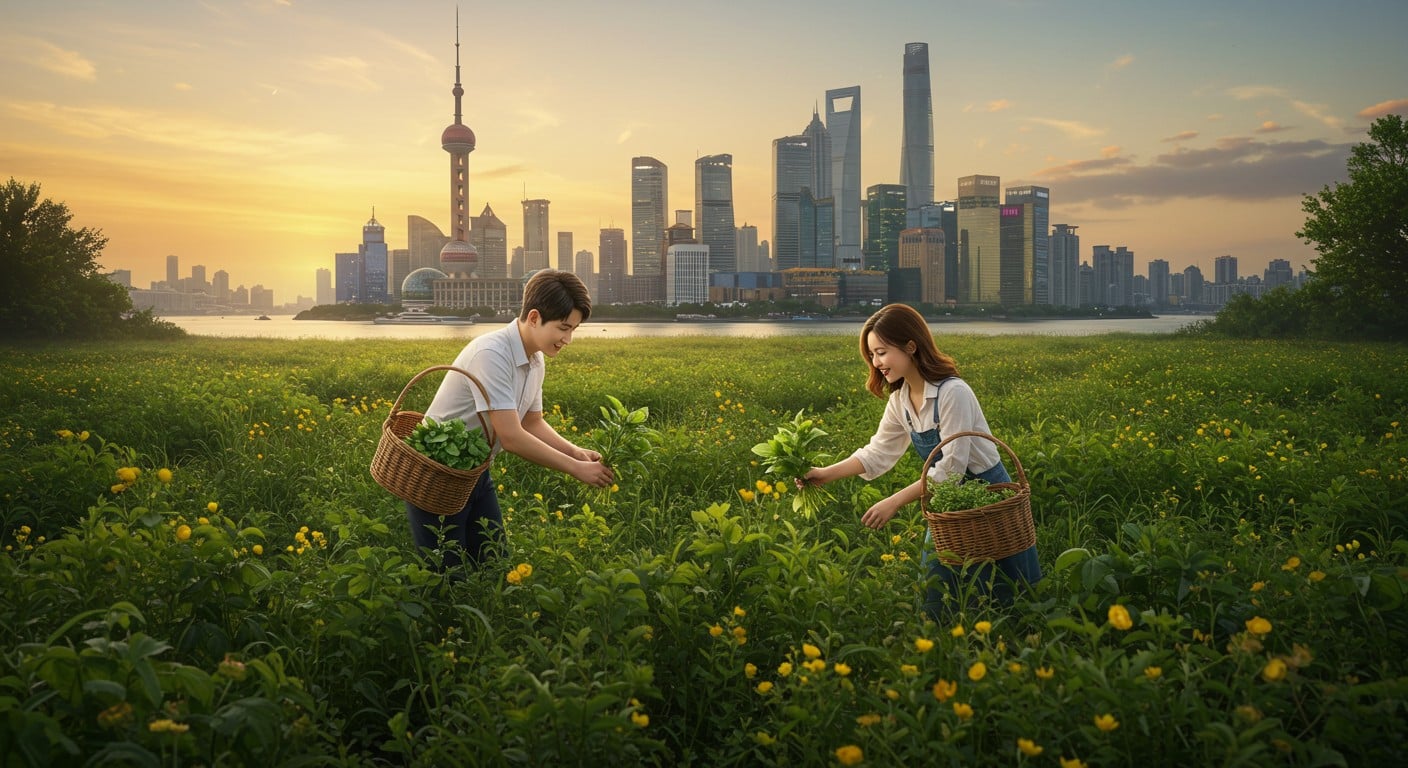 À Shanghai, la jeunesse délaisse les bars pour la cueillette d’herbes sauvages, une tendance romantique et nature. Découvrez ce phénomène !