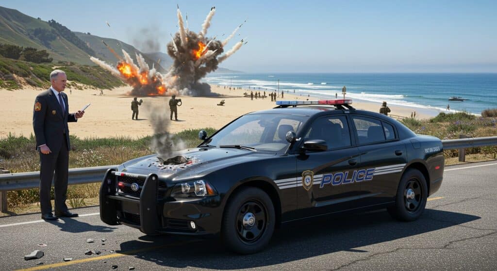 Accident Obus Police États-Unis Démonstration Marines