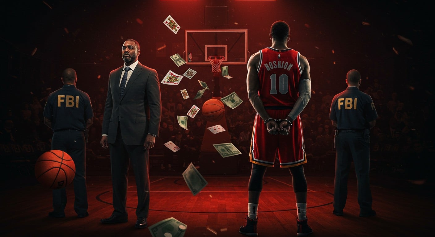 Découvrez le scandale qui ébranle la NBA : un coach et un joueur arrêtés pour liens avec la mafia, paris truqués et parties de poker illégales. Enquête choc !