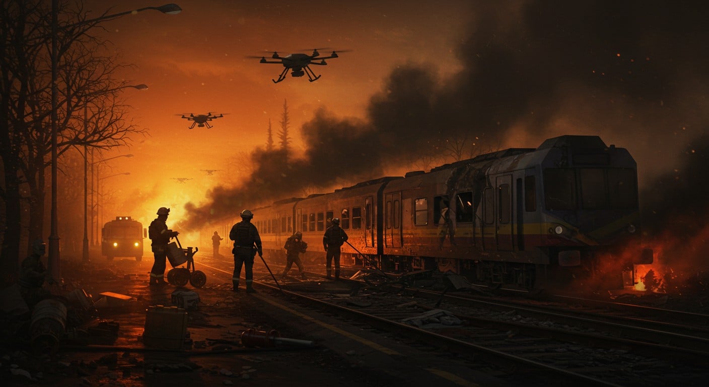 Découvrez les détails de l'attaque de drone russe sur la gare de Chostka en Ukraine, avec au moins 30 victimes. Zelensky dénonce un acte barbare: impactsAnalysant la demande- L'article demandé porte sur une attaque de drone russe en Ukraine, signalée par Zelensky. et réactions internationales en direct.