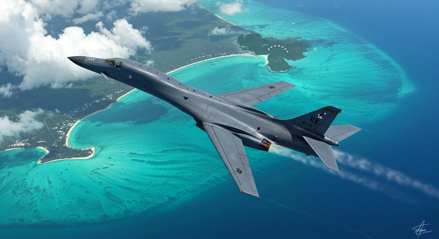 Découvrez les B-1 Lancer, bombardiers supersoniques américains survolant les Caraïbes. Pourquoi ce vol près du Venezuela ? Analyse et enjeux géopolitiques.
