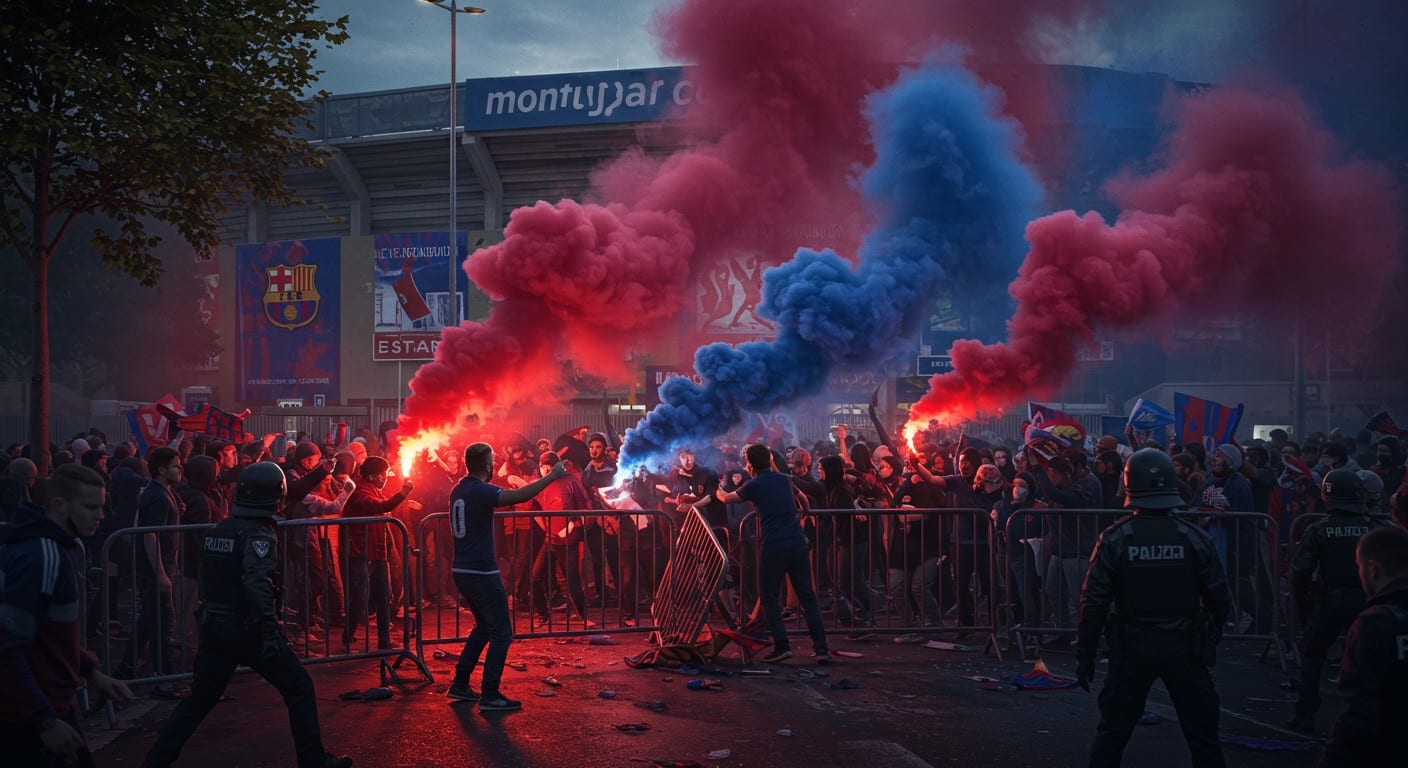Ambiance électrique avant Barça-PSG : tensions avec la police côté catalan, ferveur des supporters parisiens. Découvrez les coulisses de ce match de Ligue des champions.