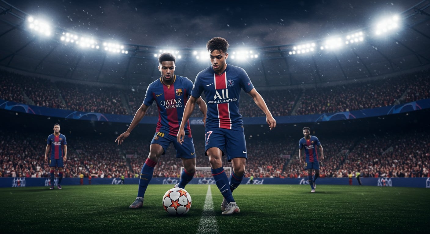 Barça-PSG : Découvrez la compo audacieuse du PSG avec Mbaye et Mayulu en attaque pour défier le FC Barcelone en Ligue des champions. Un match à ne pas manquer !