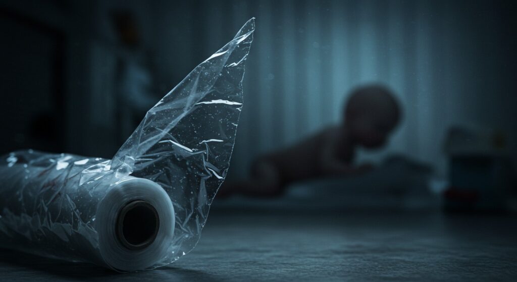 Bébé Martyrisé et Emballé Cellophane : Peines Ferme