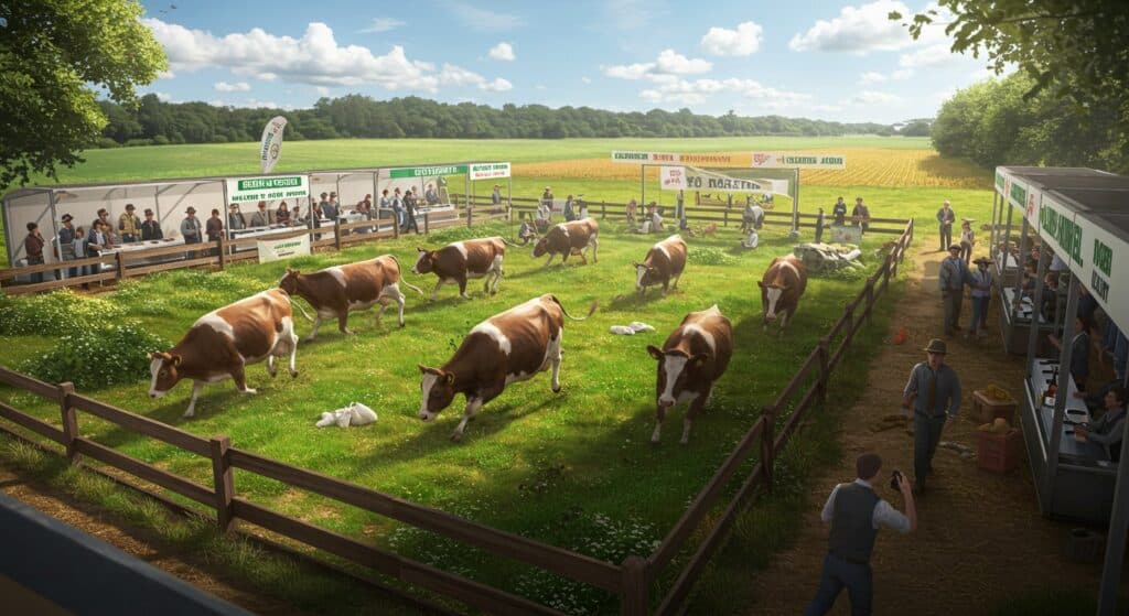 Bovins en Fuite : Chaos et Enquête à une Foire Agricole