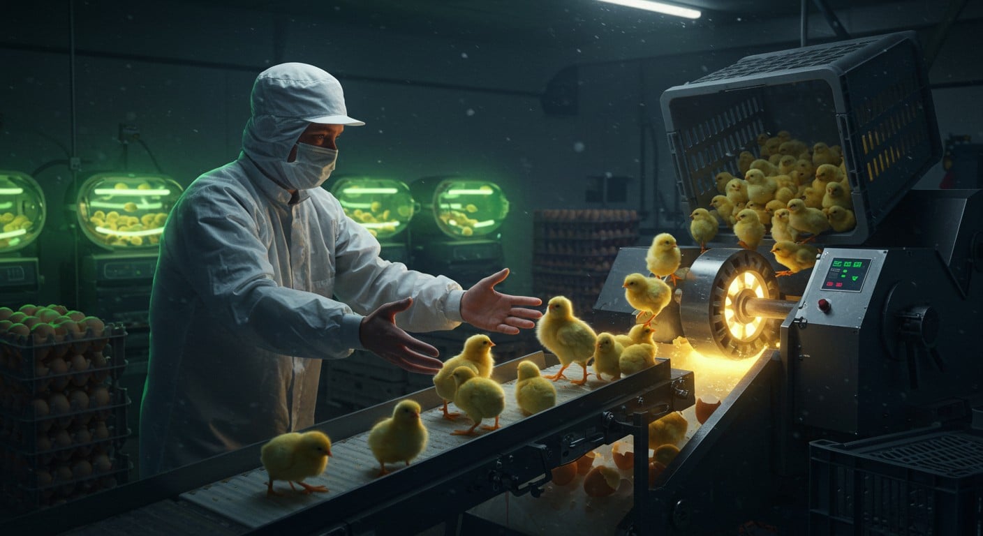 Découvrez le scandale du broyage de poussins vivants dans un couvoir. L214 porte plainte pour sévAnalysant la requête- La demande porte sur la génération d'un article de blog en français à partir d'un article d'actualité sur une plainte pour maltraitance animale impliquant des poussins broyés dans un couvoir. ices graves et appelle à interdire cette pratique controversée.