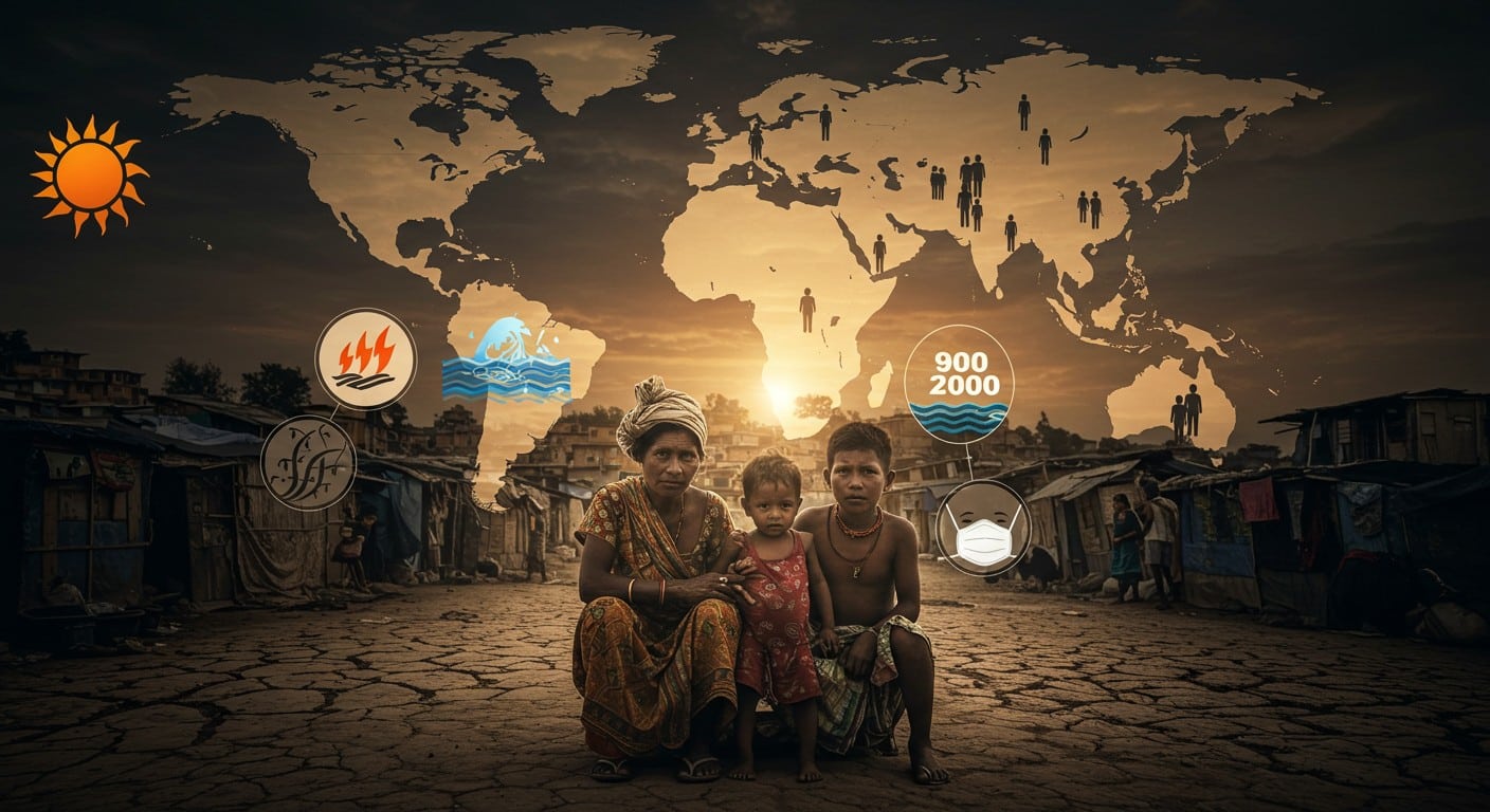 Découvrez comment 900 millions de pauvres subissent canicules, sécheresses et inondations. L'ONU alerte sur ce double fardeau climatique. Impacts, régions touchées et solutions à la COP30.