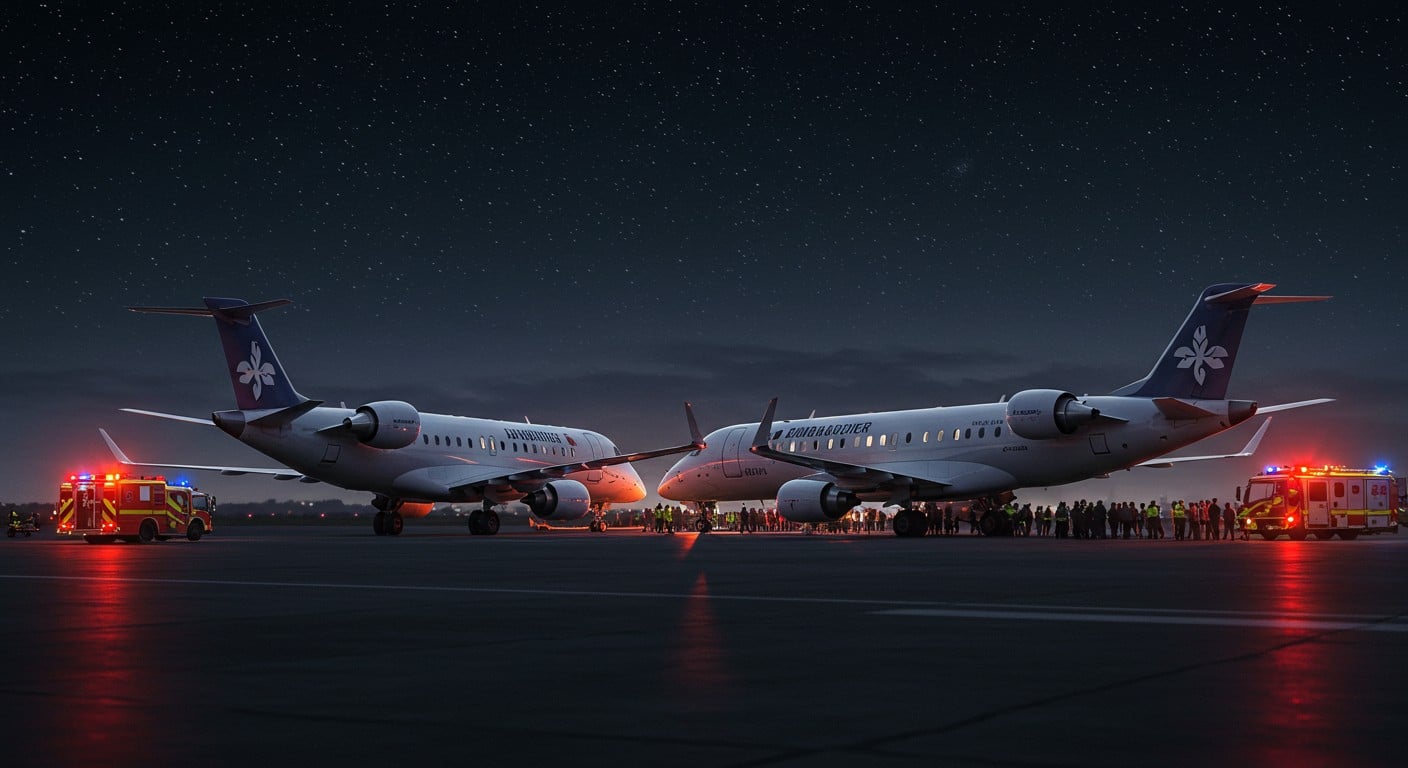 Collision de deux avions à LaGuardia, New York : deux blessés légers. Découvrez les détails de l'incident et ses implications sur la sécurité aérienne.