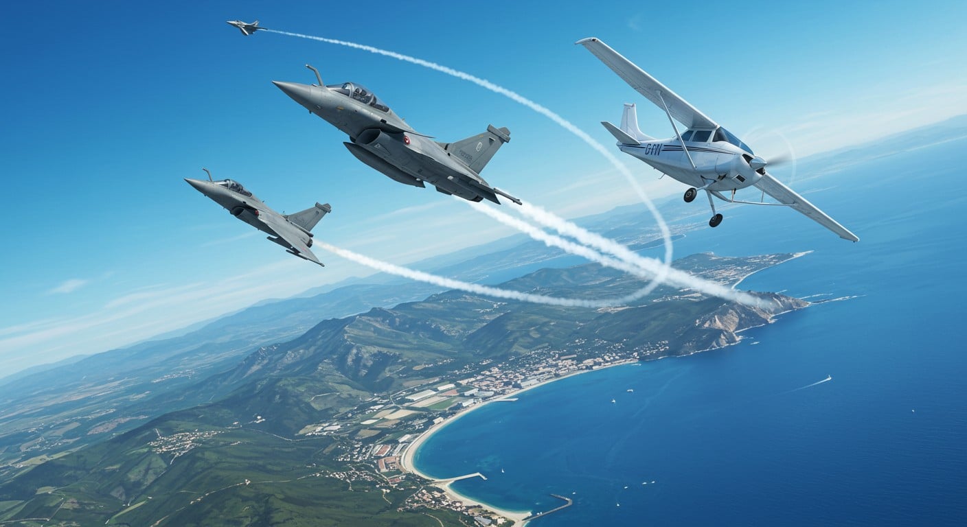Deux Rafale frôlent un Cessna en Corse, évitant une catastrophe. Découvrez les détails de cet incident aérien et ses implications pour la sécurité.