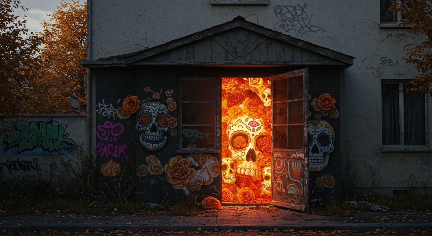 Découvrez le Colors Festival qui transforme une maison abandonnée en explosion de street art à Neuilly-sur-Marne. Thème Jour des Morts, 14 artistes : une visite immersive en banlieue parisienne !