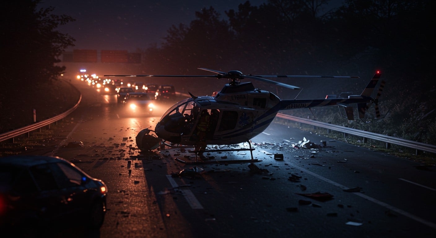 Crash spectaculaire d’un hélicoptère médical sur une autoroute en Californie. Trois blessés graves, enquête en cours. Découvrez les détails de cet accident dramatique.