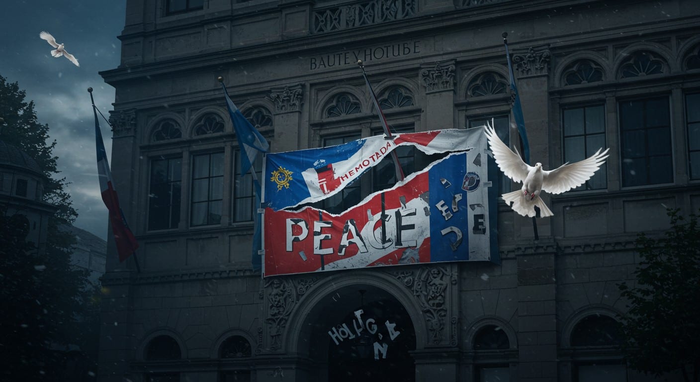 Une banderole prônant la paix vandalisée à Rouen. Enquête ouverte pour dégradation volontaire. Découvrez les détails et les enjeux de cet acte.