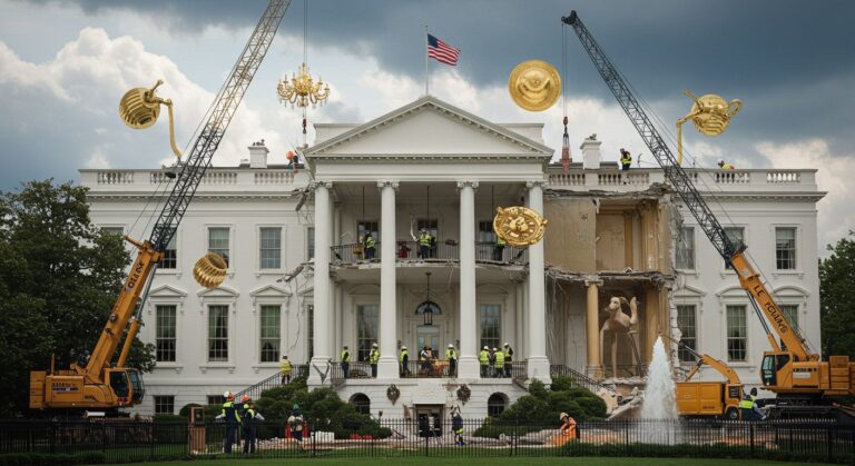 Destruction Façade Maison Blanche Trump Polémique