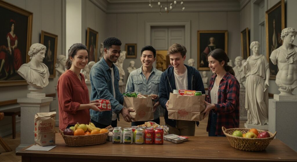 Distribution Alimentaire Étudiante dans un Musée Parisien