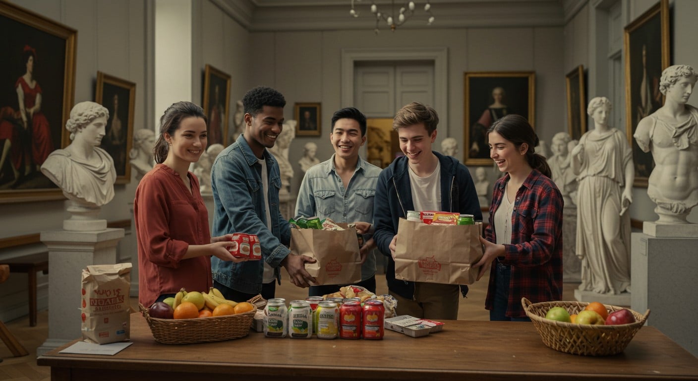 Des étudiants précaires reçoivent des colis alimentaires dans un musée parisien, mêlant aide et culture. Découvrez cette initiative solidaire !