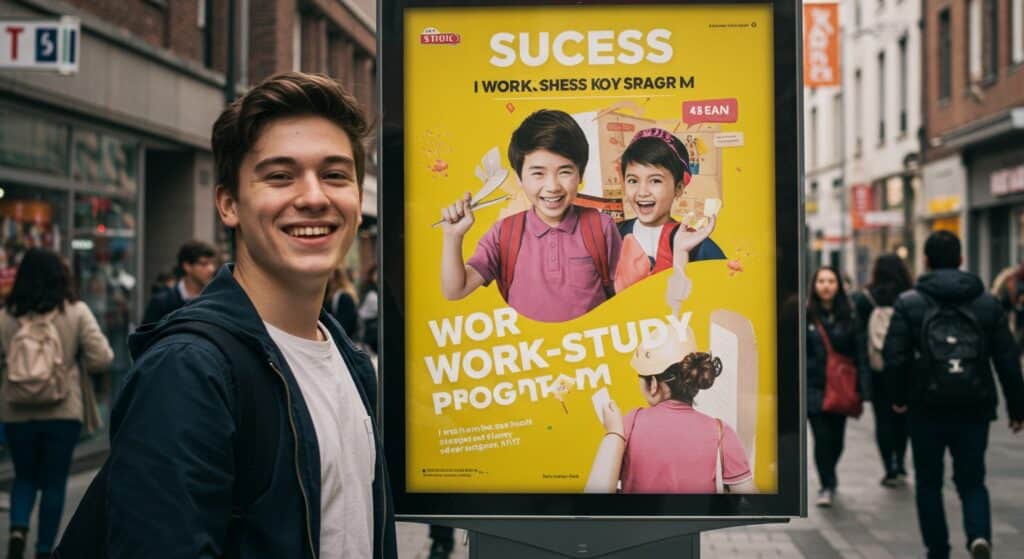 Étudiant Trouve Alternance Grâce à Affiches Géantes