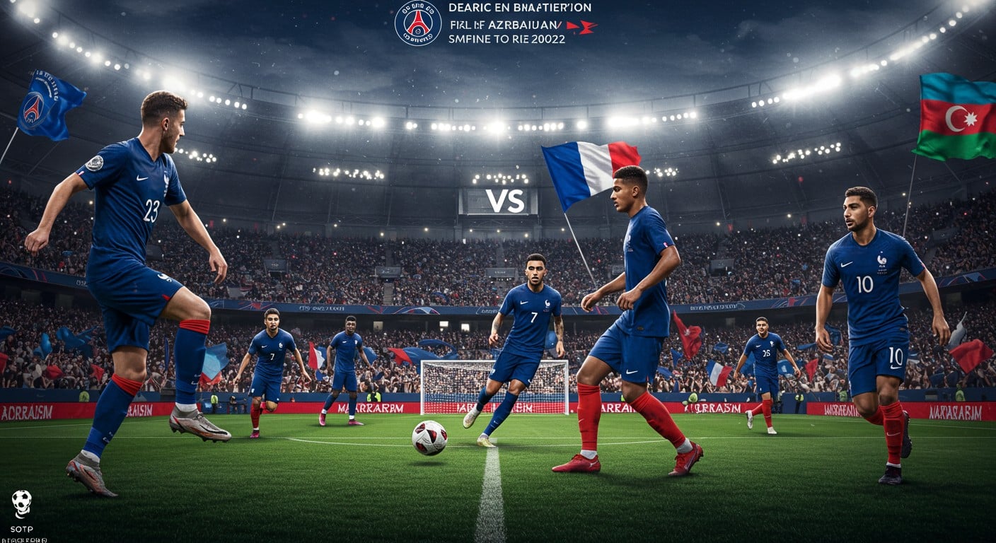 Découvrez à quelle heure et sur quelle chaîne regarder France-Azerbaïdjan ce 10 octobre 2025. Les Bleus visent le triplé en éliminatoires Coupe du monde. InfosAnalysant la demande- L'article demandé concerne un match de football entre la France et l'Azerbaïdjan. , compos et enjeux à ne pas manquer !