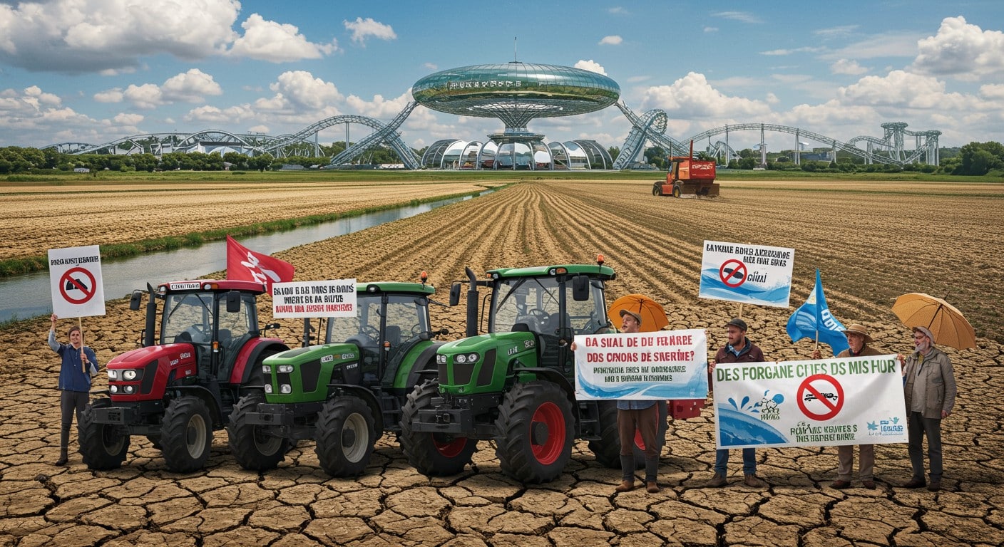 Agriculteurs bloquent Futuroscope pour protester contre les restrictions d’eau menaçant leurs exploitations. Découvrez les enjeux et impacts socio-économiques.