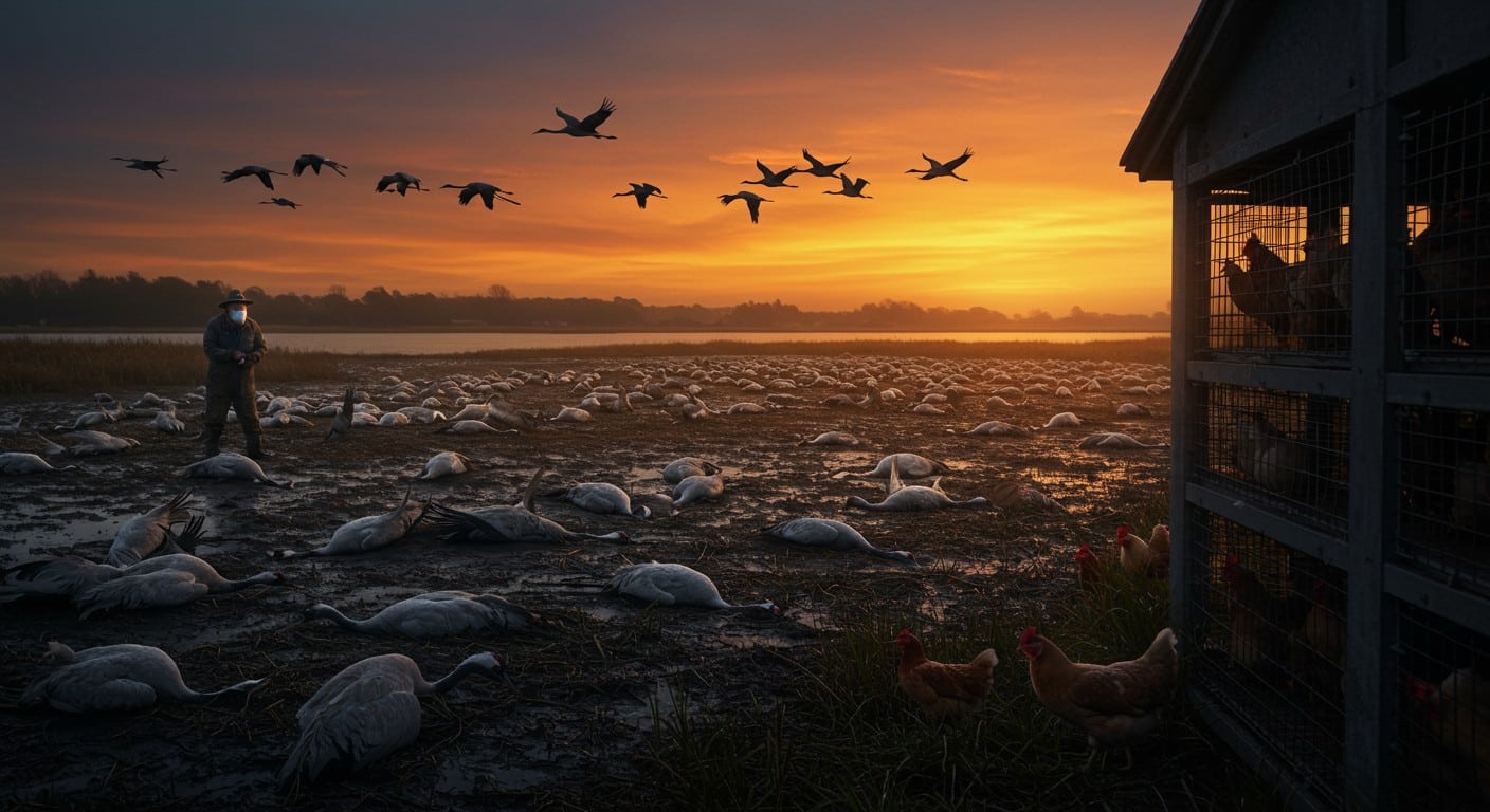 Découvrez l'hécatombe de grues au lac du Der due à la grippe aviaire. Éleveurs inquiets, confinement obligatoire : impacts sur volailles et œAnalysant la requête- La demande porte sur la génération d'un article de blog en français à partir d'un article du Parisien sur la grippe aviaire affectant les grues près du lac du Der et alarmant les éleveurs de volaille. ufs. Une crise qui menace tout un secteur.