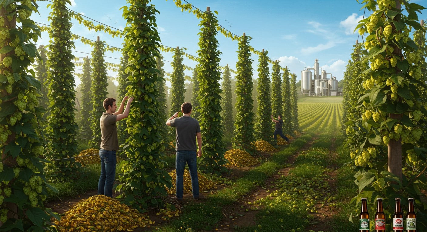 Découvrez l’histoire de deux frères cultivant un houblon bio 100 % normand, une initiative locale et écoresponsable qui révolutionne la bière artisanale.