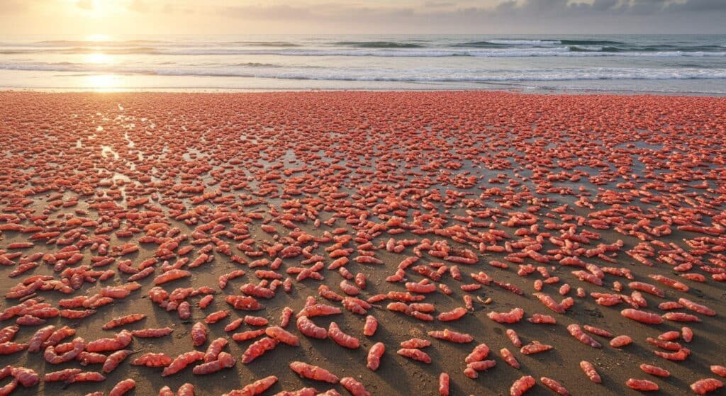 Invasion de Concombres de Mer sur Plage Américaine