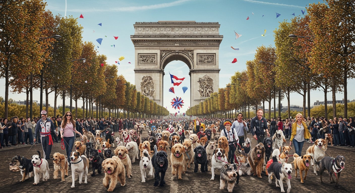 Plus de 200 chiens défileront sur les Champs-Élysées ce dimanche pour une marche festive. Découvrez cet événement convivial célébrant nos amis à quatre pattes !