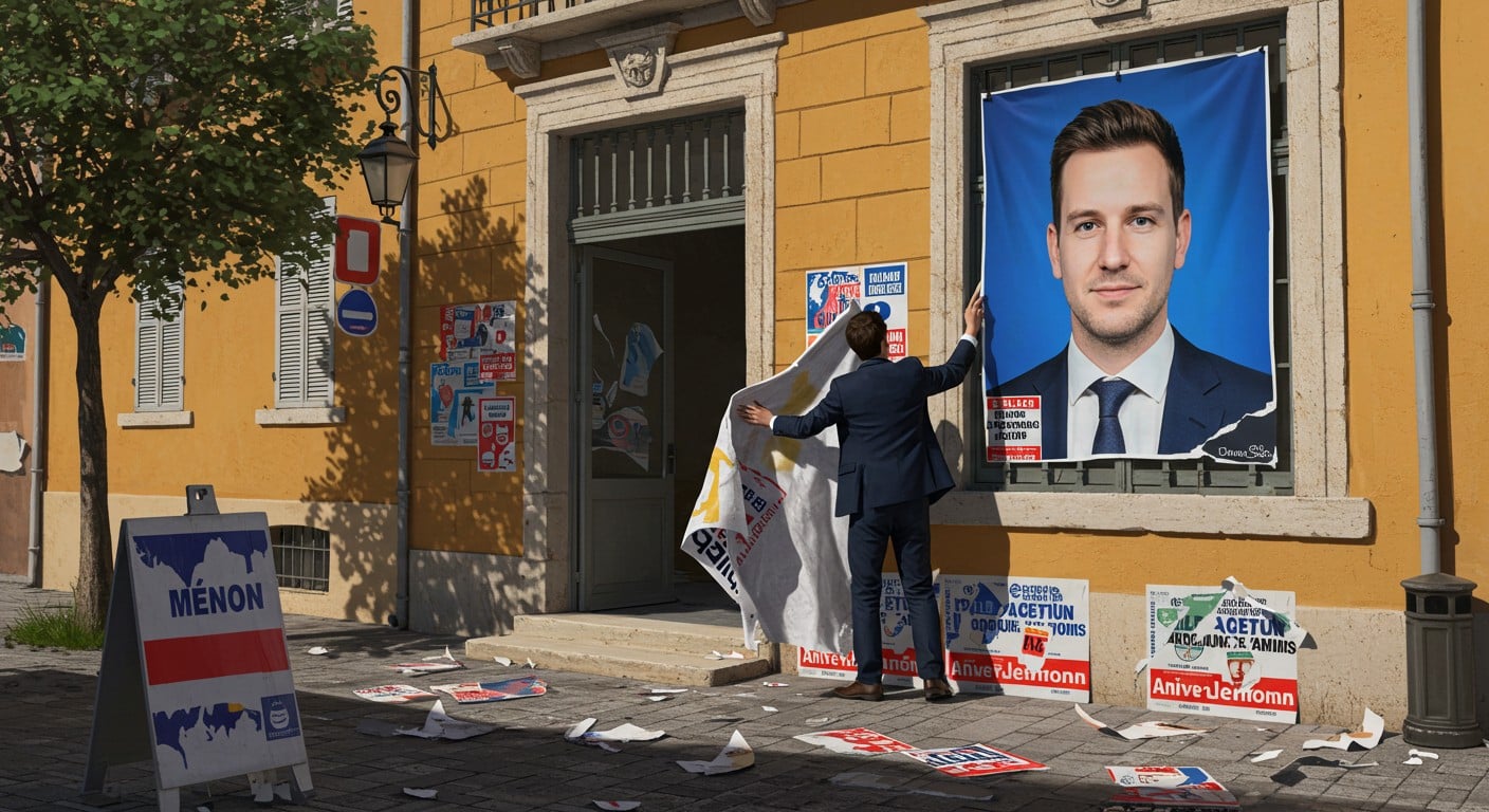 Découvrez pourquoi Louis Sarkozy a dû enlever son imposant portrait de sa permanence à Menton avant les municipales 2026. Rivalités et règles électorales au cœur de la campagne.