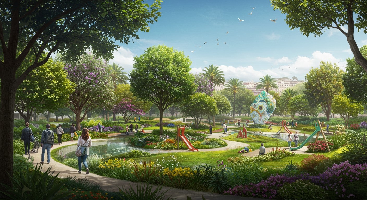 Découvrez la nouvelle Promenade du Paillon à Nice : 5 000 arbres, étangs et jeux pour enfants. Un poumon vert contre la chaleur urbaine !