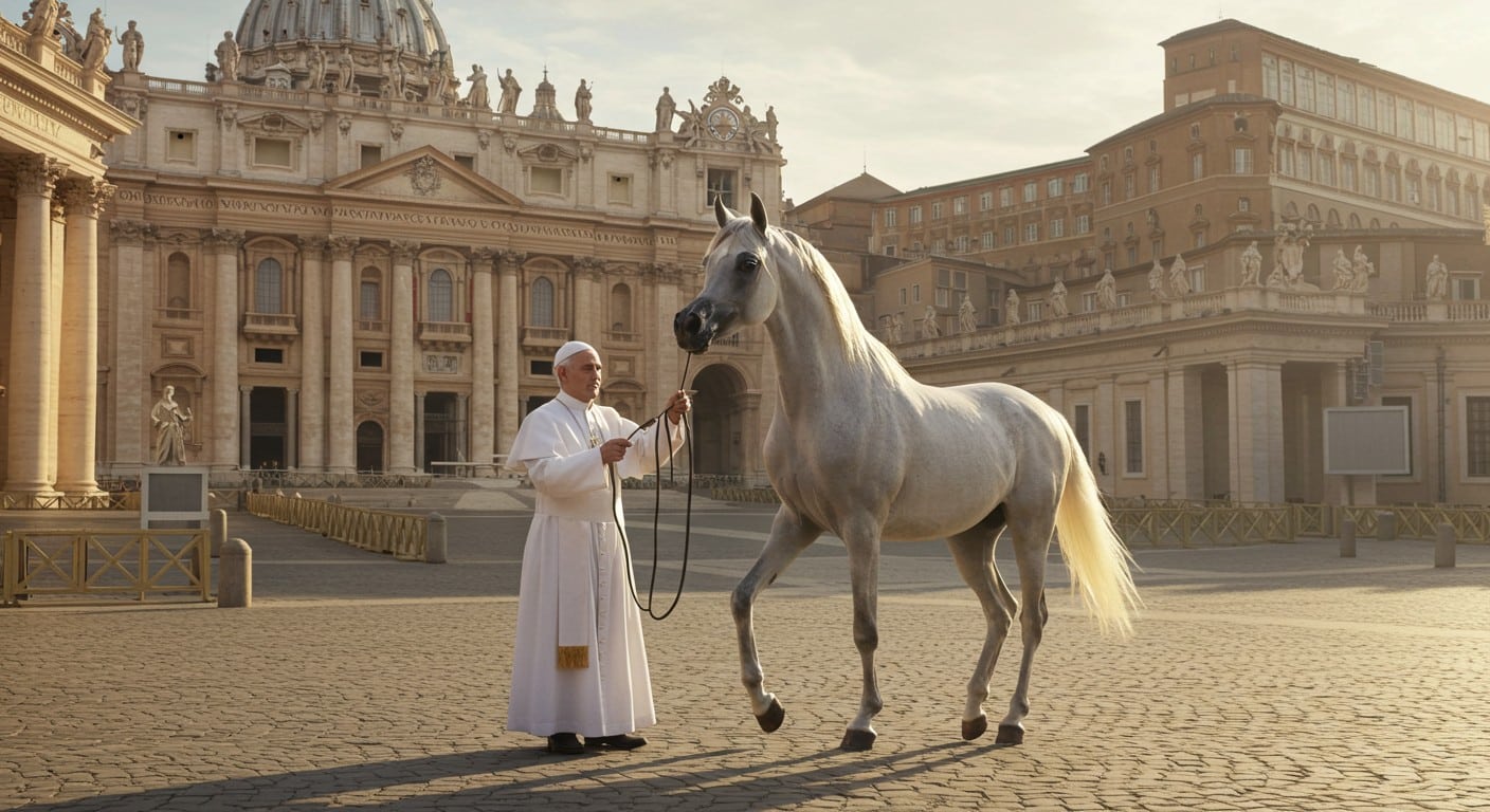 Le pape Léon XIV, cavalier passionné, reçoit un pur-sang arabe pour une vente caritative. Découvrez cette histoire insolite et son impact.